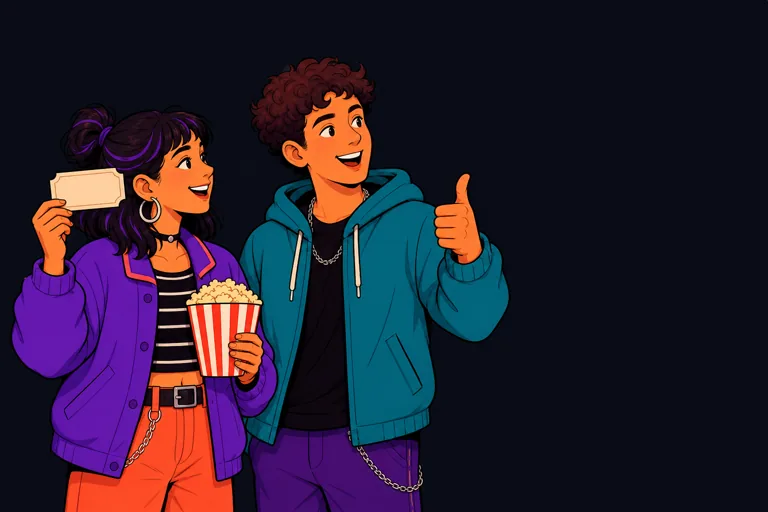 Dos personajes de Cine Posta celebran; uno levanta el pulgar.